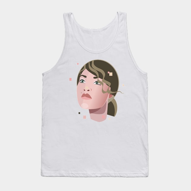 Woman with Curly Bangs Tank Top by JojaShop